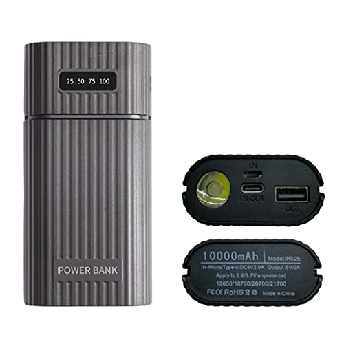 Rdxanc USB-Powerbox für Hülle 18650, 20700, 21700, Akku-Adapter mit LED-Taschenlampe für Handy, Tablet Rdxanc USB-Powerbox für Hülle 18650, 20700, 21700, Akku-Adapter mit LED-Taschenlampe für Handy, Tablet von Rdxanc