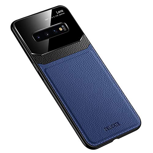Rdyi6ba8 Handyhülle Kompatibel mit Samsung Galaxy S10 Plus Hülle, Geschäft Lederhülle PC Hardcase und Weich TPU Silikon Bumper Stoßfest Hybrid Schutzhülle für Galaxy S10 Plus - Blau von Rdyi6ba8