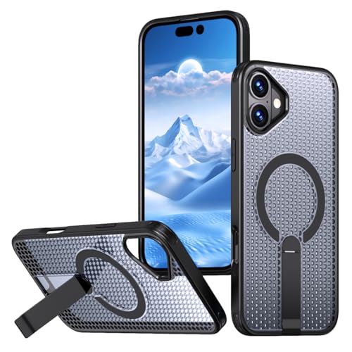 Rdyi6ba8 Hitzeableitung Hülle für iPhone 13, Kompatibel mit Kabellosem Laden, Handyhülle mit Unsichtbar Ständer Wärmeableitung PC Schutzhülle für iPhone 13(Schwarz) von Rdyi6ba8