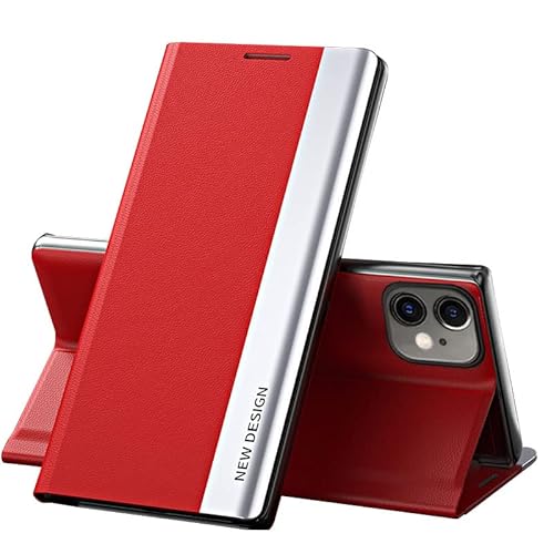 Rdyi6ba8 Hülle für iPhone 11 lederHülle Klappbar PU-Leder Schutzhülle Klapphülle Flip Case Cover Tasche Handytasche Standfunktion mit Magnetverschluss für iPhone 11 - Rot von Rdyi6ba8