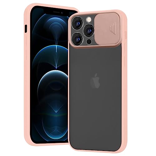 Rdyi6ba8 Matte Hülle für iPhone 12 Pro Hülle, Weich TPU Silikon und Hard PC Hybrid Case mit Kamera Schutz cam Shield Halb Transparent Kratzfest HandyHülle für iPhone 12 Pro (Rosa) von Rdyi6ba8