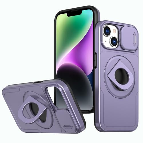 Rdyi6ba8 Ständer Hülle für iPhone 13, [360°Drehbarer Magnetisch Ständer] mit Schiebe Kamera Schutz Handyhülle für iPhone 13 6.1”(Violett) von Rdyi6ba8
