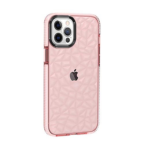 Rdyi6ba8 Transparent Hülle für iPhone 12 Pro Max, Ultra Dünn Klar 3D Diamond Muster Weich TPU Silikon Durchsichtig Stoßfes Kratzfest Handyhülle für iPhone 12 Pro Max - Pink von Rdyi6ba8