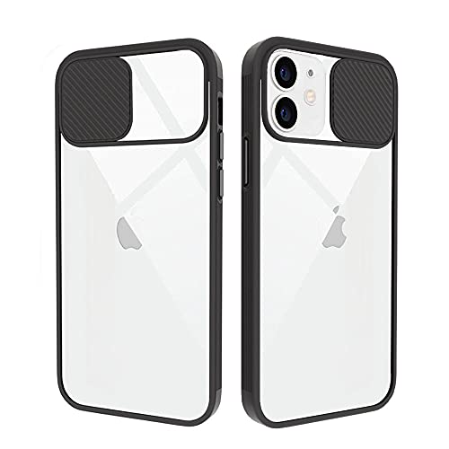 Rdyi6ba8 Transparent Kameraschutz Hülle für iPhone 12/12 Pro, Transparent Hardcase Weich Silikon Stoßfest Bumper Durchsichtige Handyhülle mit 1 Stück Schutzfolie für iPhone 12/12 Pro - Schwarz von Rdyi6ba8
