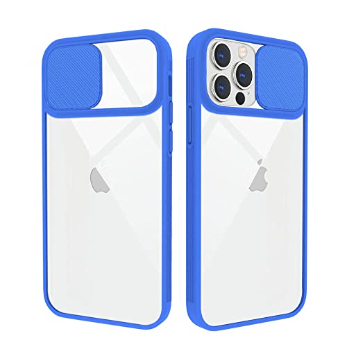 Rdyi6ba8 Transparent Kameraschutz Hülle für iPhone 13 Pro Max, Transparent Hardcase Weich Silikon Stoßfest Bumper Durchsichtige Handyhülle mit 1 Stück Schutzfolie für iPhone 13 Pro Max - Blau von Rdyi6ba8