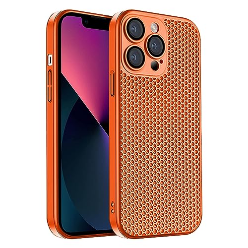 Rdyi6ba8 Wärmeableitungs Hülle Kompatibel mit iPhone 13 Pro,[Anti-Fingerabdruck] Atmungsaktive kühlende Handyhülle Ultradünne PC-Abdeckung Schutzhülle für iPhone 13 Pro,Orange von Rdyi6ba8