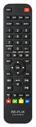 Re-Flix Superior Light 4in1 Fernbedienung passend für SAT/DTT Kenwood KRF-V6030D von Re-Flix