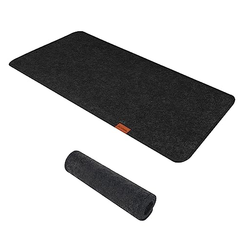 Große Filz-Schreibtisch-Schutzunterlage, 80 x 40 cm, rutschfeste Filz-Schreibtischmatte, erweitertes Gaming-Mauspad, großer Schreibtisch-Schutz für Tastatur, Computer, Maus, Laptop (dunkelgrau) von ReFeltidolom