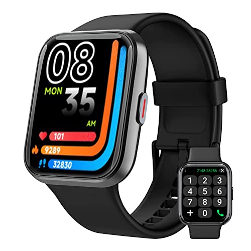 Smartwatch (Annehmen/Tätigen), Alexa Built-in, 4.3 cm Fitness Tracker mit 60 Sportmodi, Herzfrequenz, Blutsauerstoff, Schlafmonitor, für Android und iOS, IP68 Wasserdicht, Schwarz von ReReMorningLight