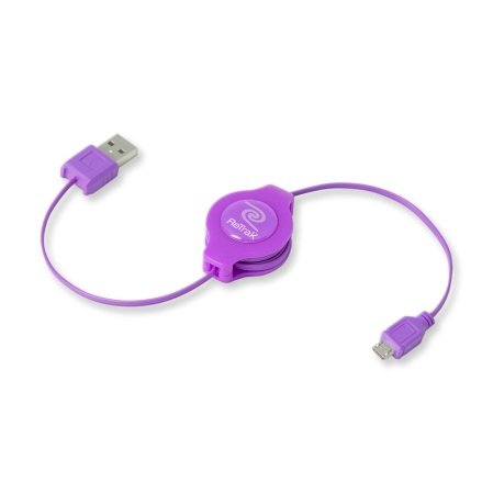 ReTrak USB-Adapter (USB auf MicroUSB), einziehbares Kabel, Violett von ReTrak