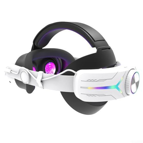 12000 mAh Powerbank, Batterie-Kopfgurt für Meta für Quest 3, verstellbares, schnell aufladbares Kopfband, VR-Zubehör mit RGB-Licht (schwarz + weiß) von ReachMall