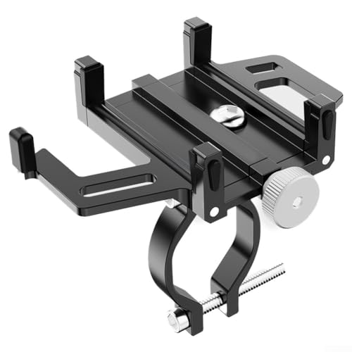 Fahrrad- und Motorrad-Telefonhalterung, Aluminiumlegierung, stoßfest und Schnellspanner (schwarz) von ReachMall
