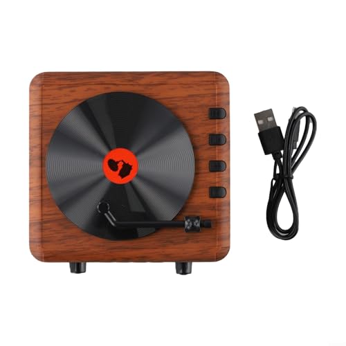 Tragbarer FM-Radio, eingebauter Lautsprecher, Retro-Ästhetik, unterstützt AUX/USB/TF, multifunktionaler Musik-Player für Zuhause (Holzmaserung) von ReachMall