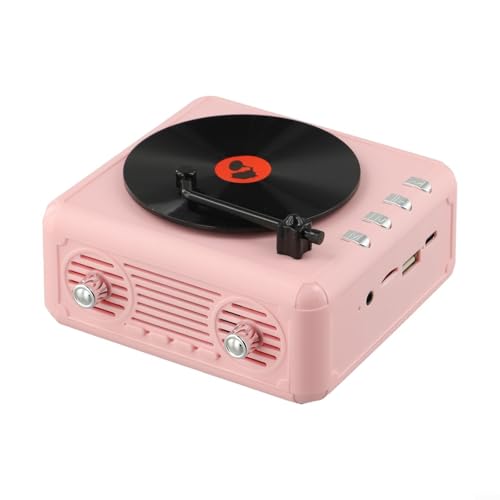 Tragbarer FM-Radio, eingebauter Lautsprecher, Retro-Ästhetik, unterstützt AUX/USB/TF, multifunktionaler Musik-Player für Zuhause (Rosa) von ReachMall