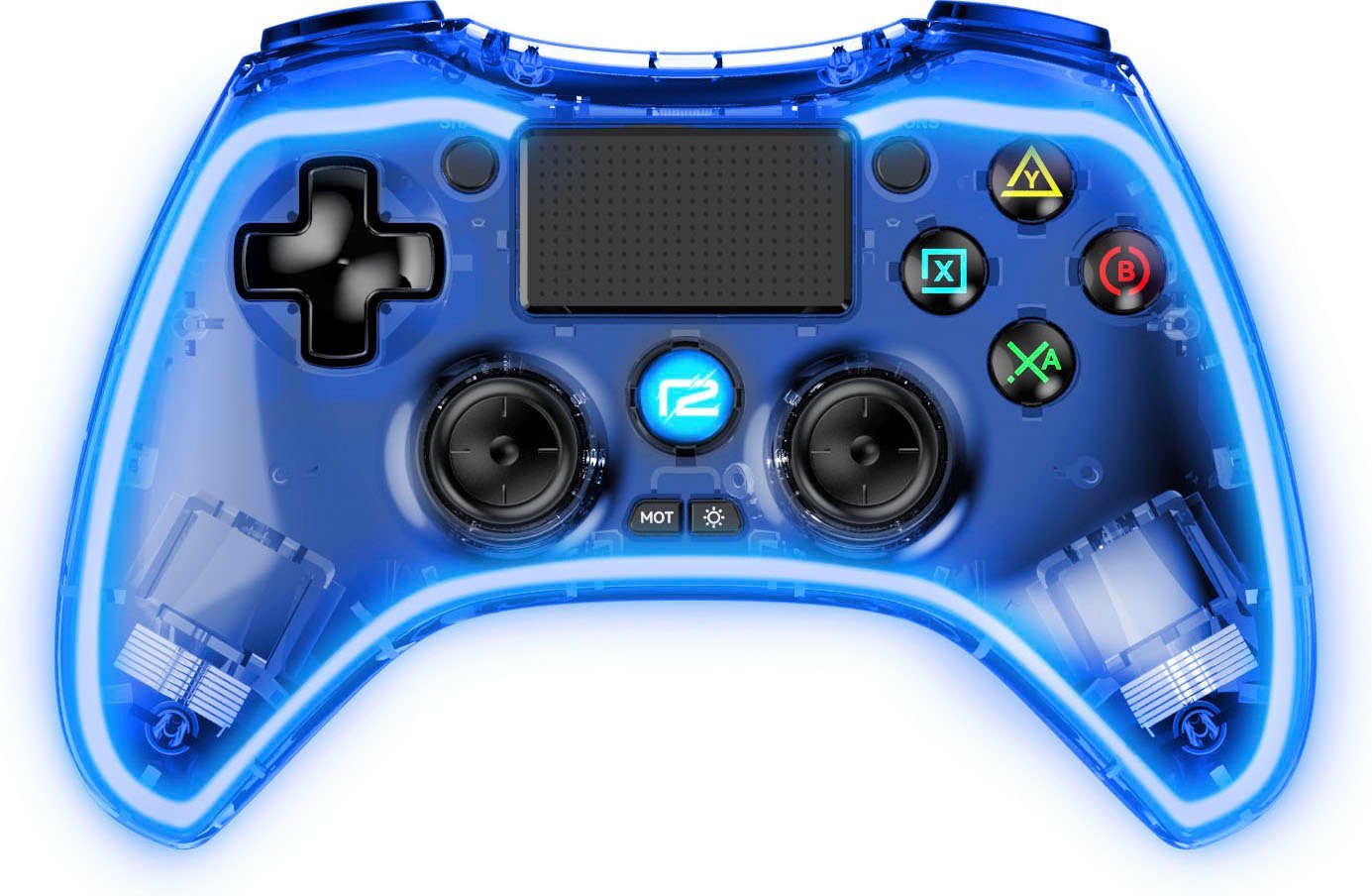 Ready2gaming PS4 Pro Pad X Led Edition transparent mit blauer LED Beleuchtung Controller von Ready2gaming