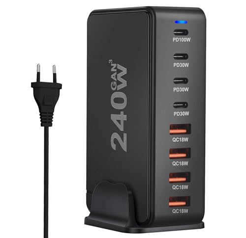 Reagle 240W GaN Ladegerät - 4X USB-C & 4X QC 3.0 | Schnellladung für Laptop, iPhone, Samsung, Tablet | PD 100W, Mehrfachschutz, Kompatibel mit RTX Laptops Reagle 240W GaN Ladegerät - 4X USB-C & 4X QC 3.0 | Schnellladung für Laptop, iPhone, Samsung, Tablet | PD 100W, Mehrfachschutz, Kompatibel mit RTX Laptops von Reagle