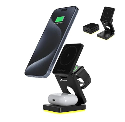 Reagle 3-in-1 Faltbare Ladestation mit Nachtlicht 15W Kabelloses Ladegerät für iPhone 12-16 Serien, Apple Watch Ultra, AirPods Pro/3/2 – Qi-Zertifiziert, USB-C, Kompakt für Reisen Reagle 3-in-1 Faltbare Ladestation mit Nachtlicht 15W Kabelloses Ladegerät für iPhone 12-16 Serien, Apple Watch Ultra, AirPods Pro/3/2 – Qi-Zertifiziert, USB-C, Kompakt für Reisen von Reagle