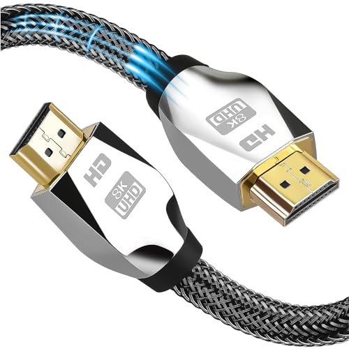 Reagle HDMI 2.1 Kabel – 8K@60Hz, 4K@120Hz 48Gbps, eARC, DolbyVision, HDR10, VRR, FreeSync, G-Sync, Nylon Geflecht, vergoldete Stecker, kompatibel mit PS5, Xbox Series X/S, LG OLED, RTX 30xx (1m) von Reagle