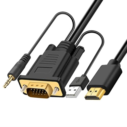 Reagle HDMI zu VGA Kabel mit Audio & USB Stromversorgung, Full HD 1080p@60Hz Adapter mit Minijack & Vergoldeten Anschlüssen - Einfache Plug & Play Verbindung 2M von Reagle