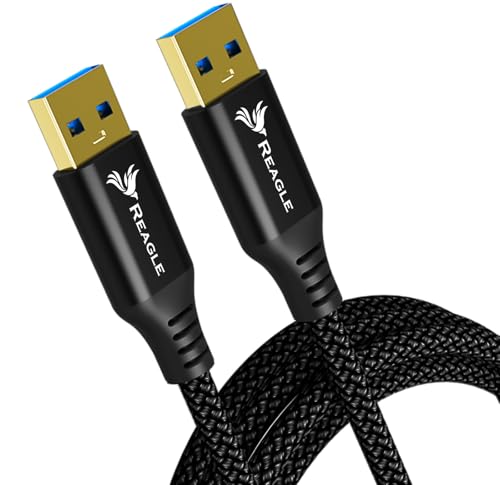 Reagle USB-A Kabel - SuperSpeed USB 3.2 Gen 1, 5Gb/s, Nylon ummantelt, Vergoldete Stecker, Robust und Langlebig - Universalkabel für Laptop, TV, Android Box und mehr 1M von Reagle
