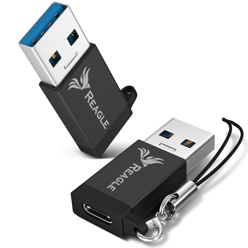 Reagle USB-C zu USB-A Adapter OTG 3.2 Gen 2, 100W Power Delivery, 10Gbps, Plug & Play, Aluminium, Kompatibel mit MacBook, Laptop, Smartphone, Schwarz von Reagle
