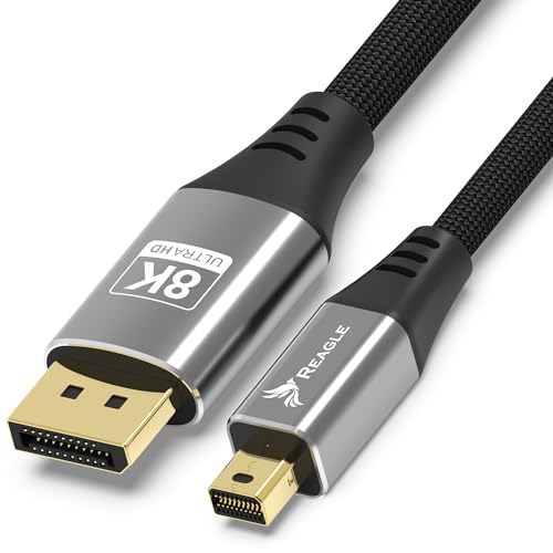 Reagle mini DisplayPort DP 1.4 PRO 8K 4K 144Hz 2M Kabel 32 Audiokanäle Nylongeflecht vergoldete Aluminiumösen Kompatibel mit FreeSync und G-Sync (3m) von Reagle