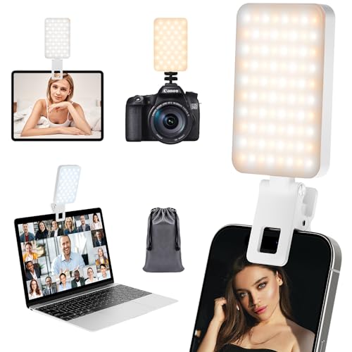 D Videolicht, 2000mAh Akkus, Kann als Schminklicht, Handy Licht, Fotolicht für Phone, Telefon, Video, Tablet, Laptop, Streaming Licht, Tragbar, Influencer Zubehör, Weiß von RealPlus