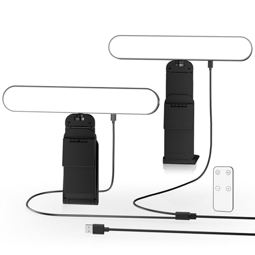 RealPlus Streaming Licht mit Multifunktionshalter [2PCS], Fernsteuerung von 3 Lichtfarben & 10 Helligkeiten, Videolicht LED für PC, Handy, Zoom-Meetings, Monitor, Webcam, Büro, Geschenk, Videoleuchte von RealPlus