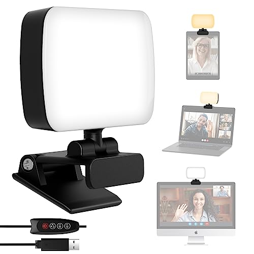 RealPlus Videokonferenz Licht mit Clip&USB-Kabel, 120 LED+3 Lichtfarben+10 Helligkeiten+360°Drehbar Beleuchtung, Streaming Licht, Fotolicht, Webcam-Licht für PC-Monitor/Zoom-Meetings/YouTube/TikTok von RealPlus