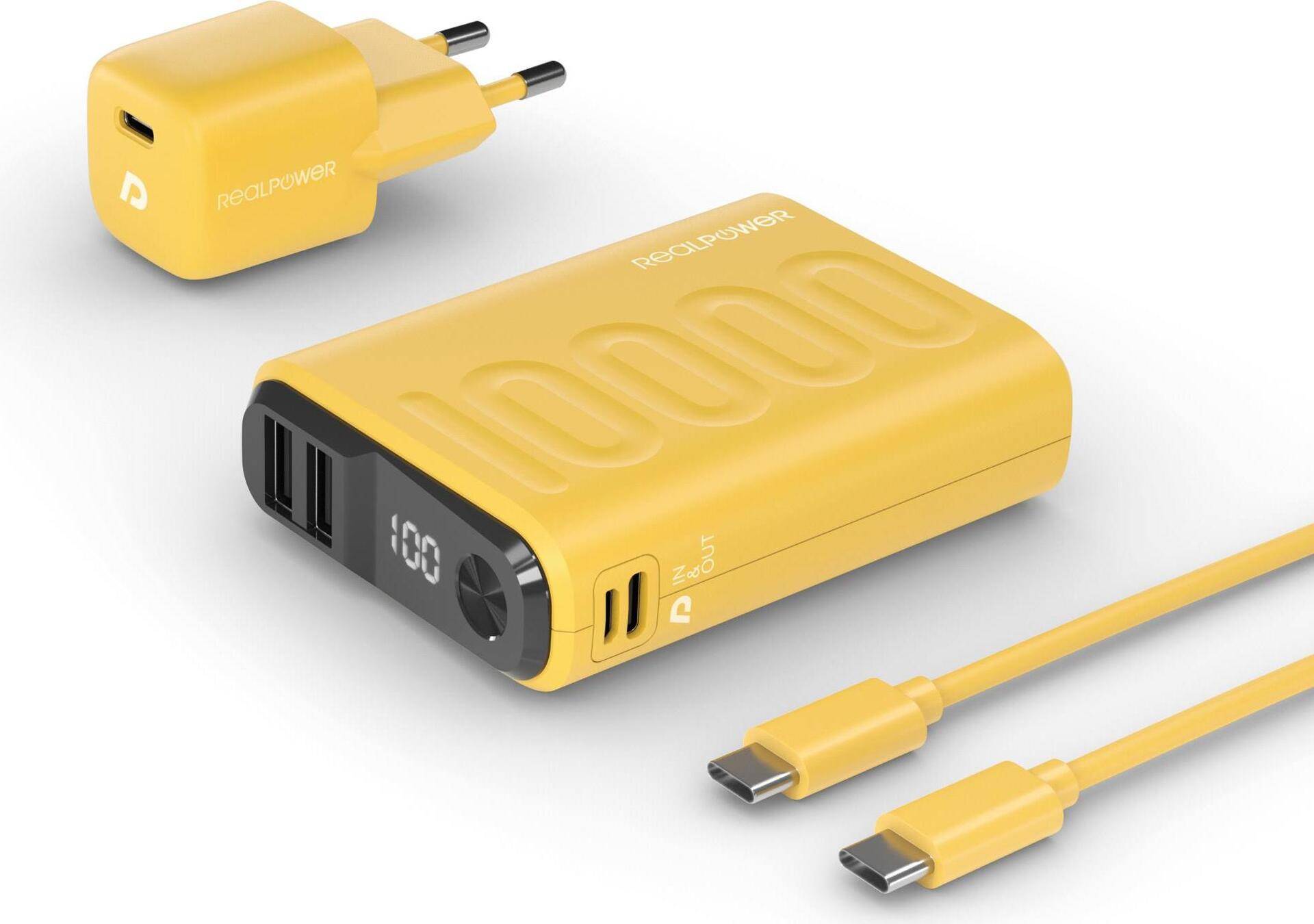 RealPower PB-10000 Lithium Polymer (LiPo) 10000 mAh Gelb (390659) von RealPower