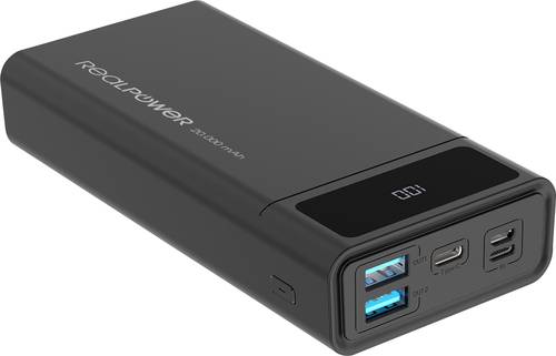 RealPower PB-20k Powerbank 20000 mAh Power Delivery Lithium Schwarz Statusanzeige von RealPower