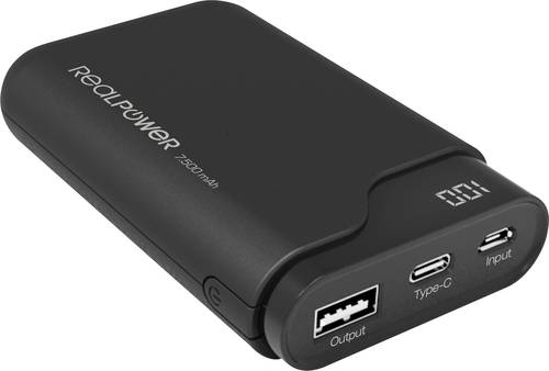 RealPower PB-7500C Powerbank 7500 mAh Li-Ion Schwarz von RealPower