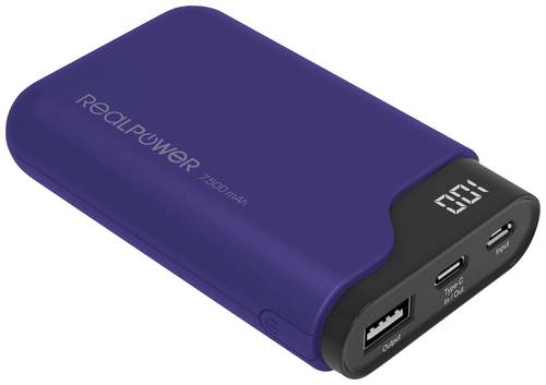 RealPower PB-7500C Powerbank 7500 mAh Li-Ion USB, USB-C® Navy-Blau von RealPower