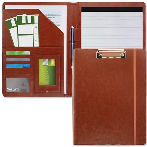 Realand Portfolio Padfolio Organizer Binder, Business Resume Portfolio Klemmbrett Ordner für Notizblock Legal Pad Halter, Briefgröße A4 Leder Portfolio Padfolio Padfolio für Männer Frauen, Braun von Realand