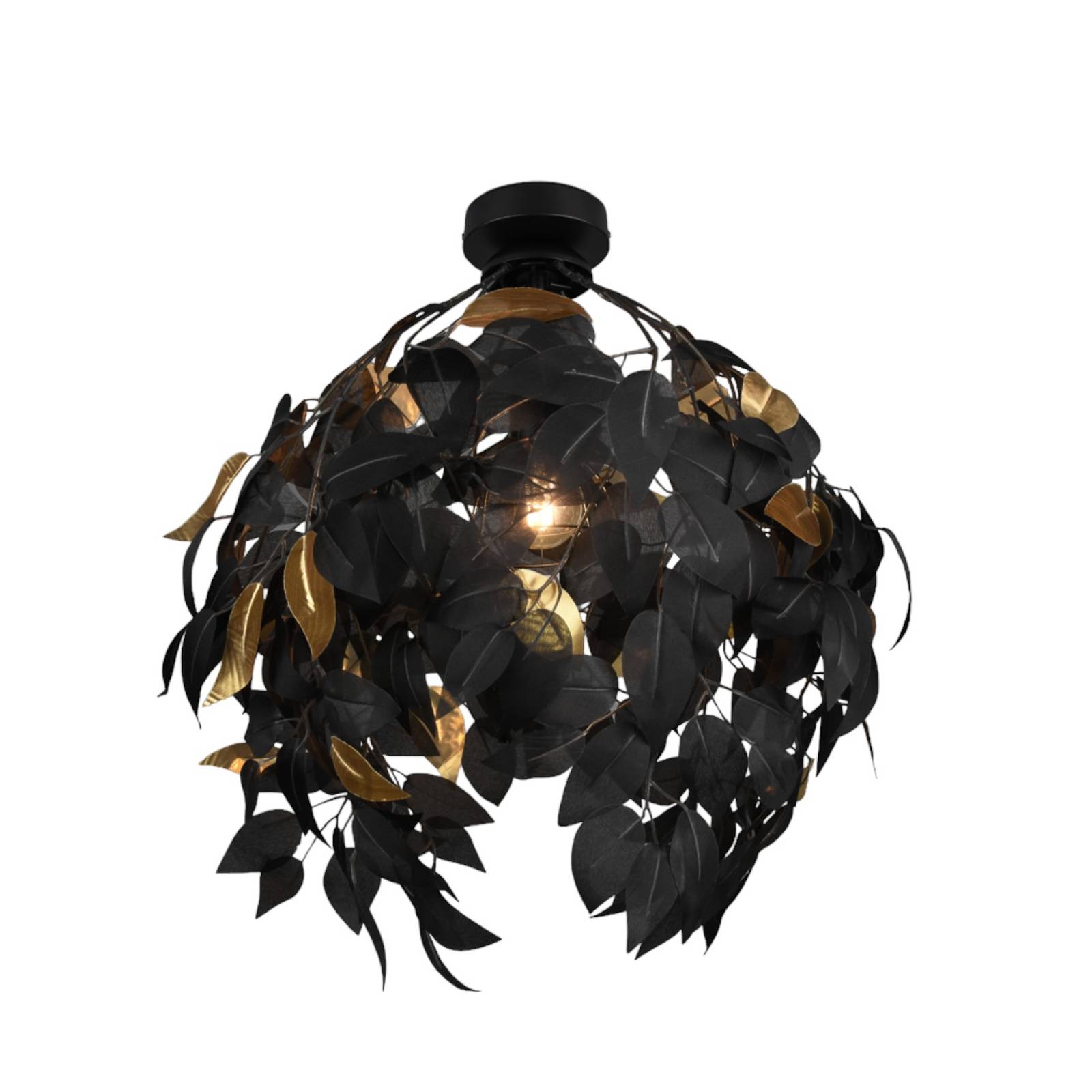 Deckenlampe Leavy, Ø 38 cm, schwarz/gold, Kunststoff Deckenlampe Leavy, Ø 38 cm, schwarz/gold, Kunststoff von Reality Leuchten