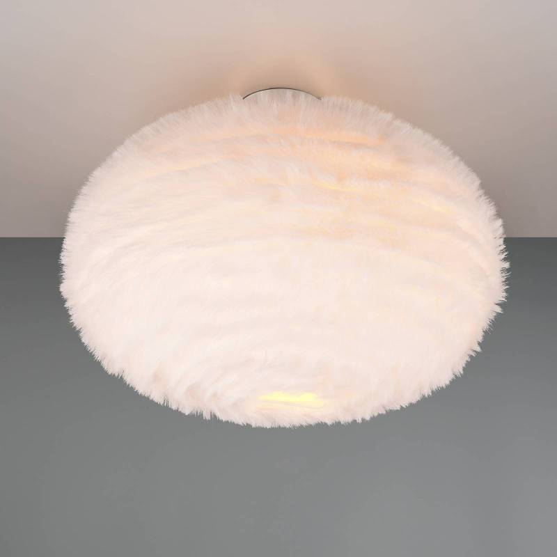 Deckenleuchte Furry, Ø 50 cm, sandfarben, Synthetik-Plüsch von Reality Leuchten