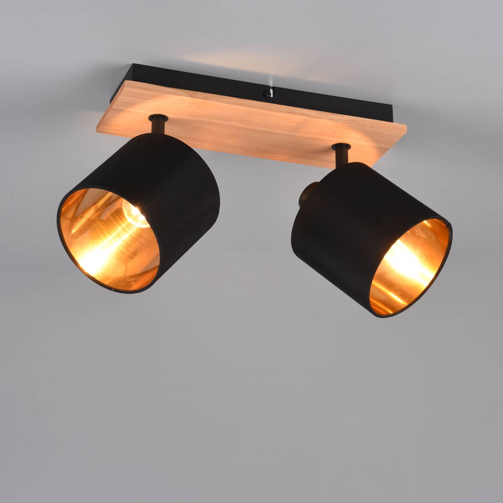 Deckenstrahler Tommy, holz/schwarz/gold, Länge 30 cm, 2-flg. Deckenstrahler Tommy, holz/schwarz/gold, Länge 30 cm, 2-flg. von Reality Leuchten
