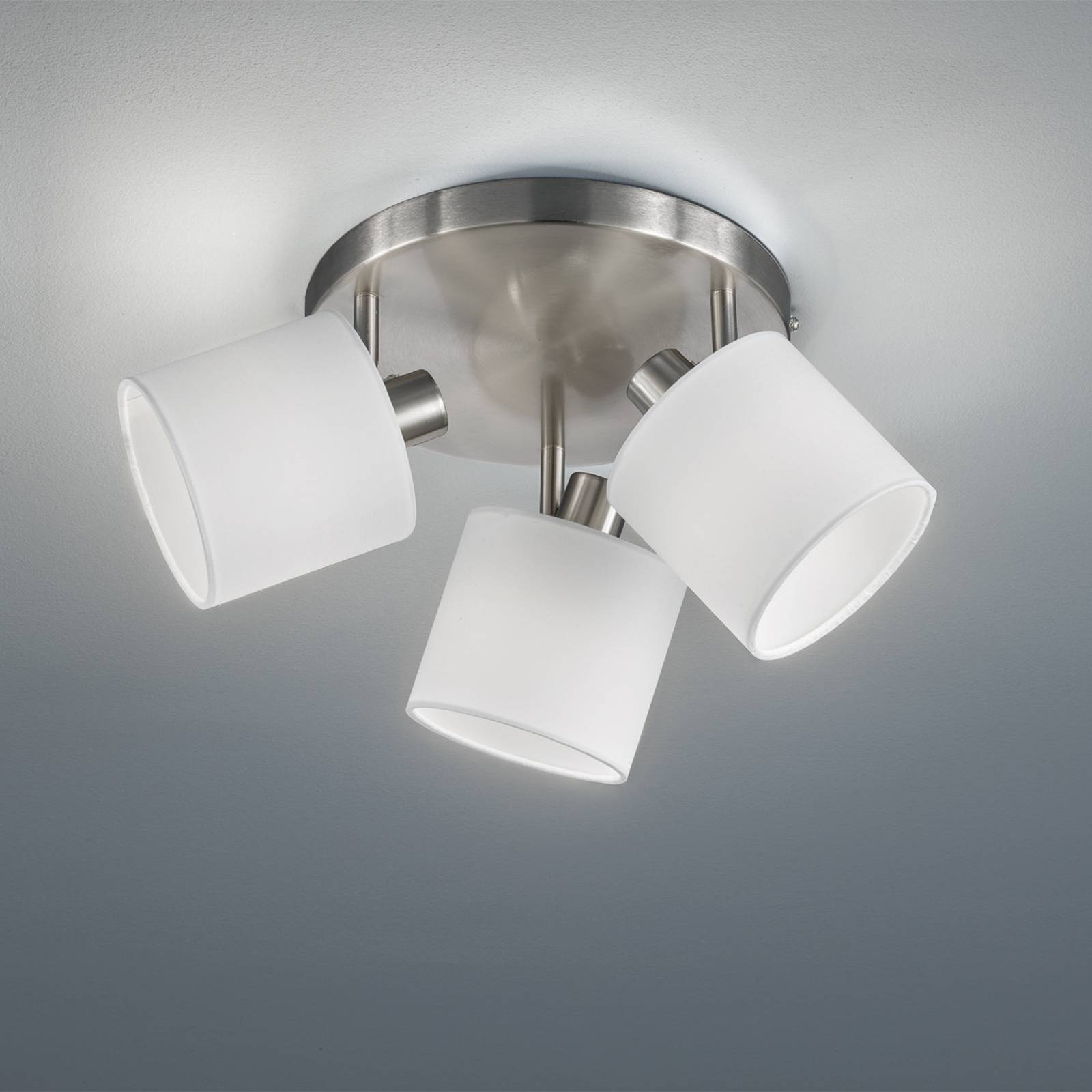 Deckenstrahler Tommy, nickel/weiß, Ø 25 cm, 3-flg. Stoff Deckenstrahler Tommy, nickel/weiß, Ø 25 cm, 3-flg. Stoff von Reality Leuchten
