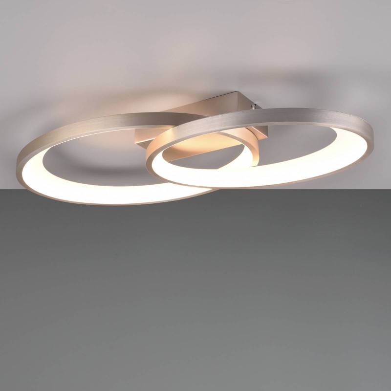 LED-Deckenleuchte Malaga mit 2 Ringen, nickel matt von Reality Leuchten