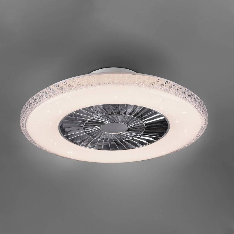 LED-Deckenventilator Harstad, Kristallrahmen von Reality Leuchten