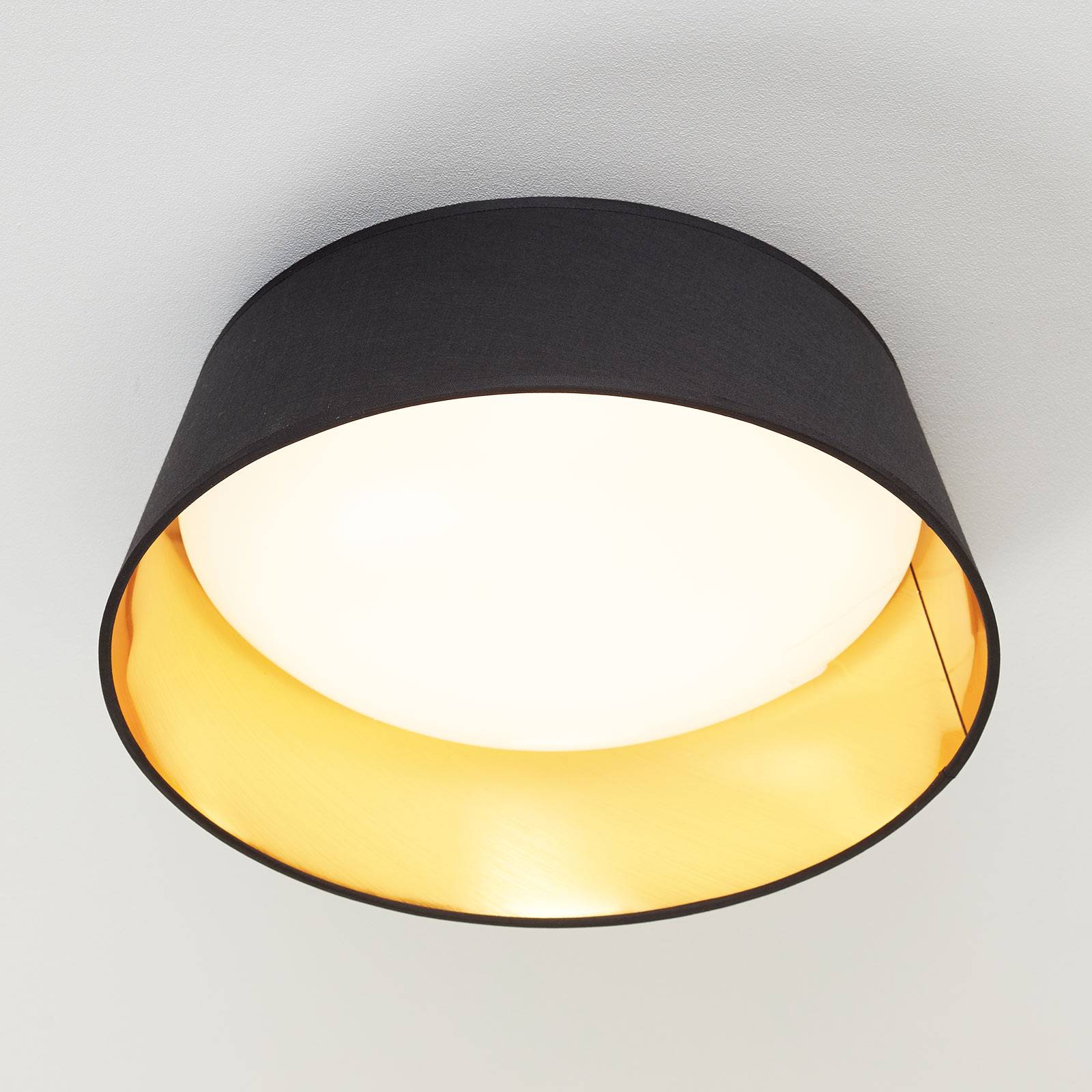 Schwarz-goldene Textil-Deckenlampe Ponts m. LEDs Schwarz-goldene Textil-Deckenlampe Ponts m. LEDs von Reality Leuchten