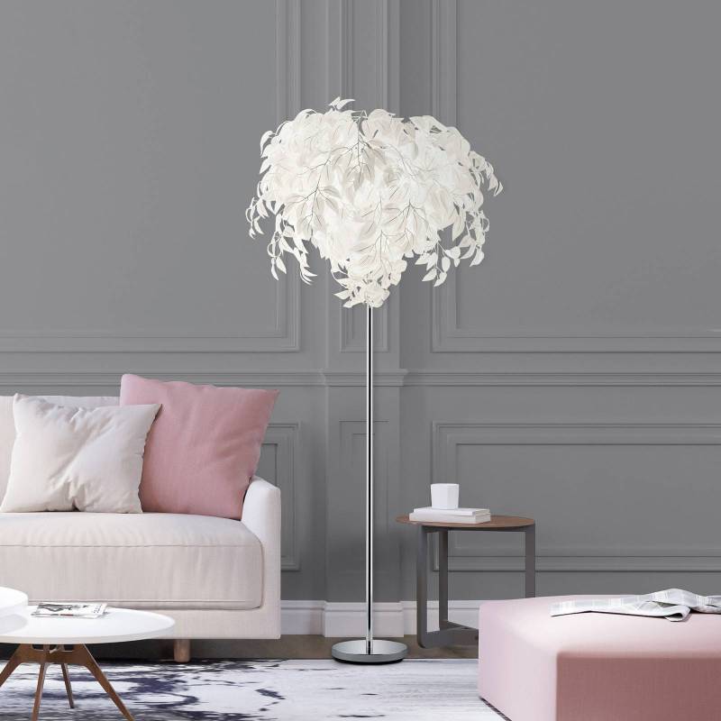 Stehlampe Leavy, Höhe 180 cm, chrom/weiß, Metall/Kunststoff von Reality Leuchten