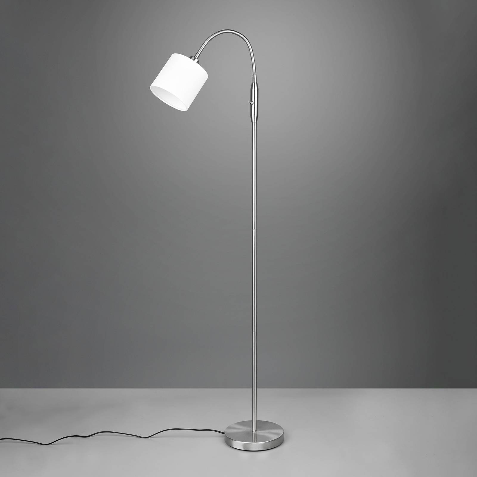 Stehlampe Tommy, nickel/weiß, Höhe 130 cm, Metall/Stoff Stehlampe Tommy, nickel/weiß, Höhe 130 cm, Metall/Stoff von Reality Leuchten