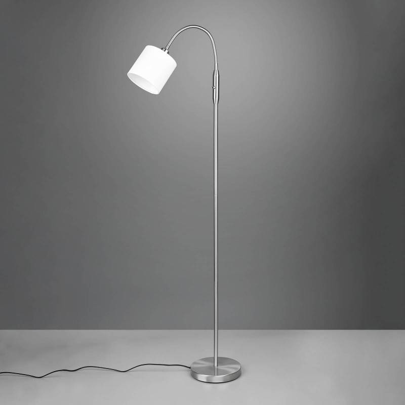 Stehlampe Tommy, nickel/weiß, Höhe 130 cm, Metall/Stoff von Reality Leuchten