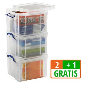 2 + 1 GRATIS: 2 Really Useful Box Aufbewahrungsboxen 3x 35,0 l transparent 48,0 x 39,0 x 31,0 cm + GRATIS 1 St. von Really Useful Box