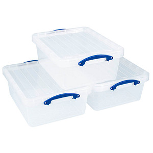 3 Really Useful Box Aufbewahrungsboxen 3x 23,5 l transparent 50,0 x 39,5 x 19,5 cm von Really Useful Box