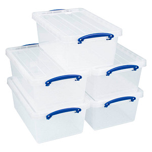 5 Really Useful Box Aufbewahrungsboxen 5x 10,2 l transparent 40,5 x 26,0 x 16,0 cm von Really Useful Box