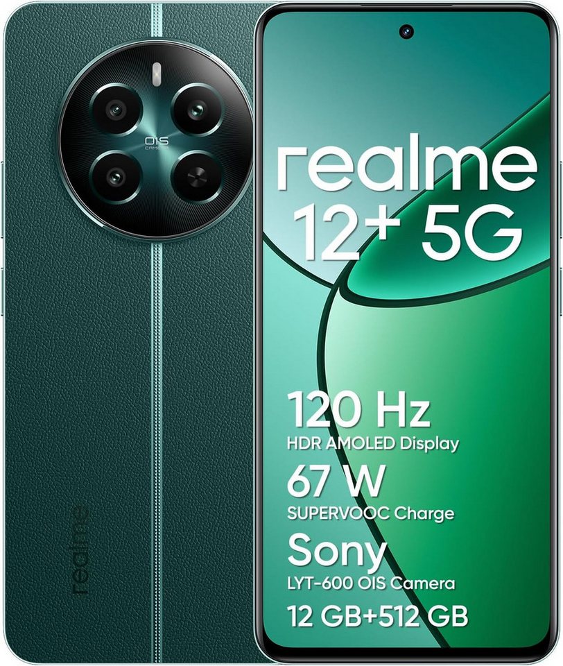 Realme 12+ 5G 12GB 512GB Pioneer Green Smartphone Realme 12+ 5G 12GB 512GB Pioneer Green Smartphone von Realme