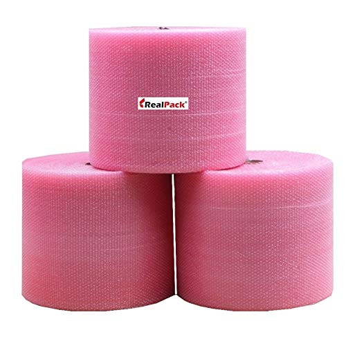 Realpack Luftpolsterfolie, recycelbar, antistatisch, umweltfreundlich, klein, 300 mm / 500 mm / 750 mm, Pink 500mm x 50m grün von Realpack