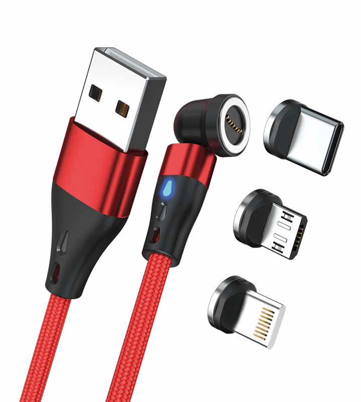RealPower Magnetic cable 3 Amp,2m,rot mit Adaptern RealPower Magnetic cable 3 Amp,2m,rot mit Adaptern von Realpower